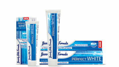 Perfect White leads the way for high stain  removal and low abrasion whitening toothpastes