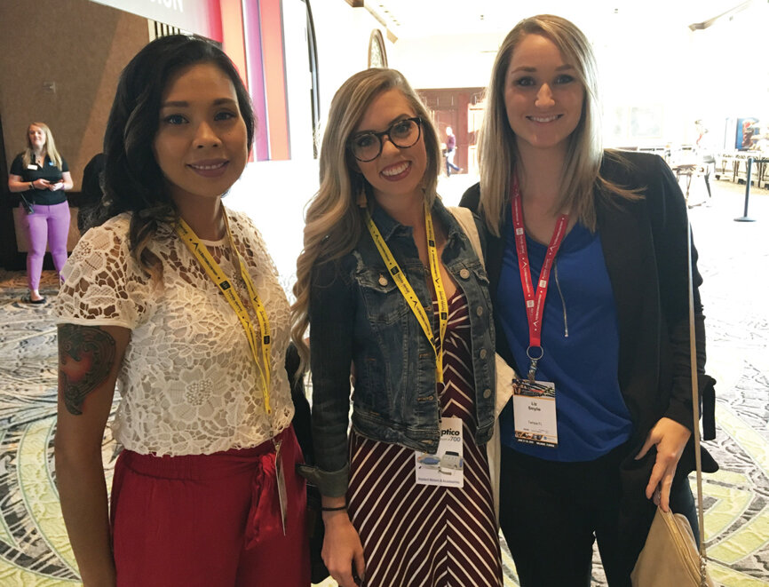 From left: Davone Smith, Amber Baker and Liz Smylie, all of Tampa, are ready to attend the opening session of the 2019 FDC.