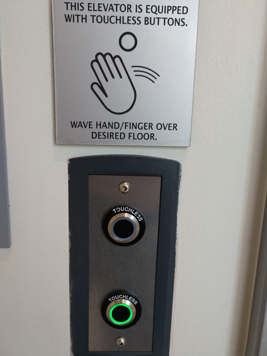 These touchless elevator buttons are a good way to stop the spread of microbes.