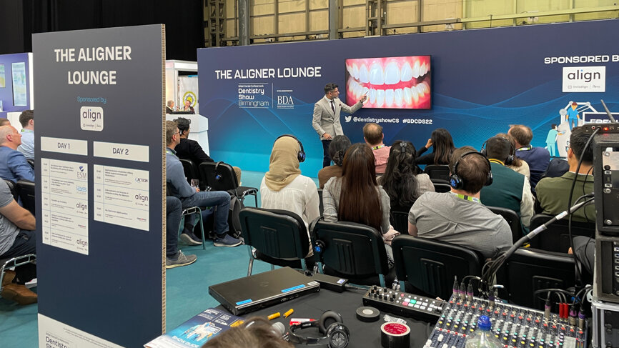 Inside the Aligner Lounge—there was a major focus on education and professional development at BDCDS 2022. (Image: DTI)