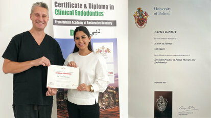 Dr Fatma Banday graduates with merit the “Master of Science Specialist Practise of Pulpal Therapy and Endodontics”