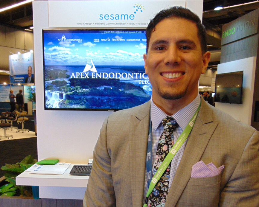 Marshall Perez of EndoVision, at the Henry Schein Dental booth. (Photo: Fred Michmershuizen/Dental Tribune America)