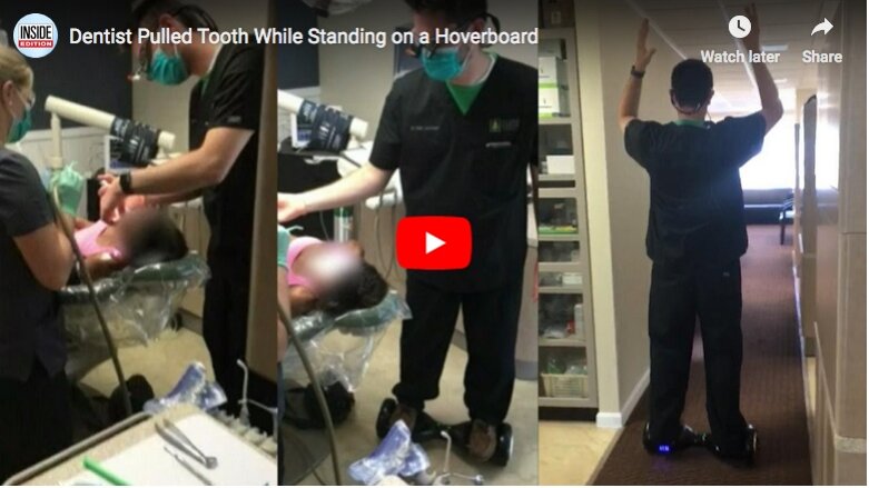 Dentist who rode hoverboard while extracting patient's tooth on trial