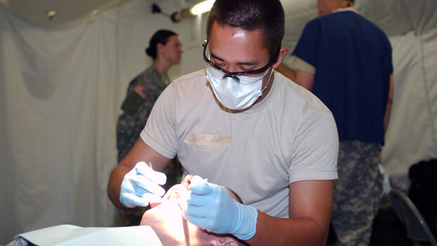 U.S. military personnel receive dental care in combat support hospitals