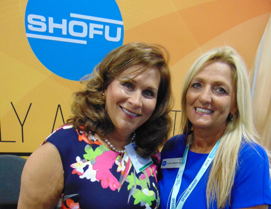 Lisa Hull, left, and LeAnn MacDonald of Shofu Dental Corp. 