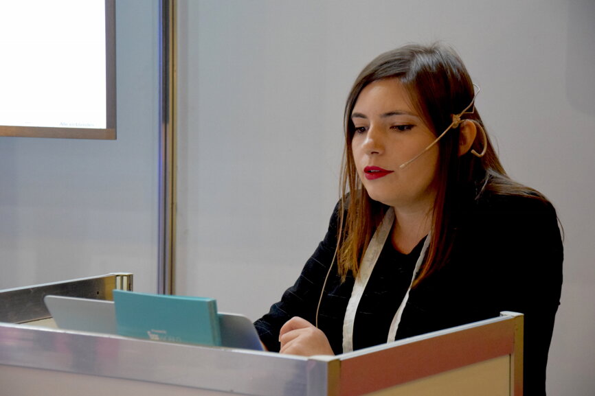 Rositsa Svetoslavova, Buldent Marketing Manager, is on-site at WDC 2018 to present the PracticeDent platform and all its features. (Photograph: Monique Mehler, Dental Tribune International)
