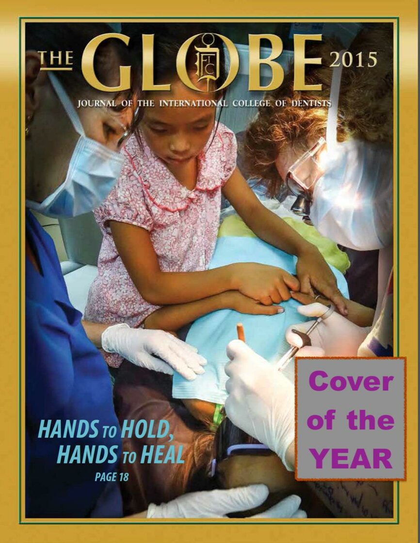 Couverture du numéro The Globe 2015, lauréat du prix Outstanding Cover award (de la couverture exceptionnelle) des prix du journalisme dentaire.2016. (photo: ICD)