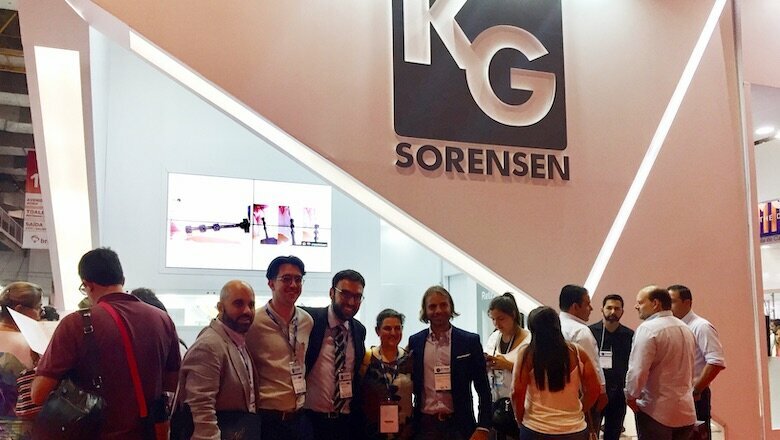 The booth of KG Sorensen, which manufactures high-quality dental burs.
