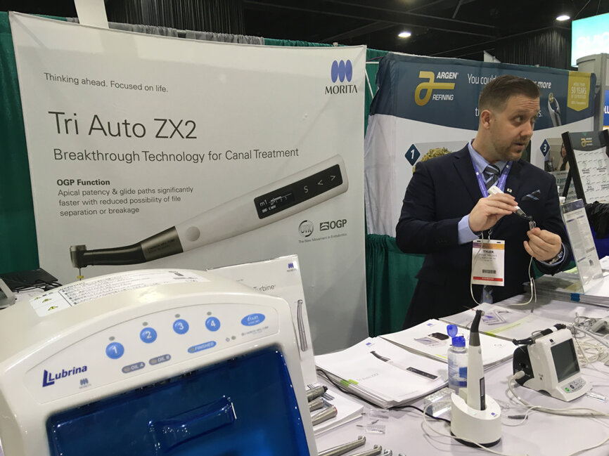 Tyler Wallace demonstrates one of the latest endodontic handpiece systems from J. Morita.