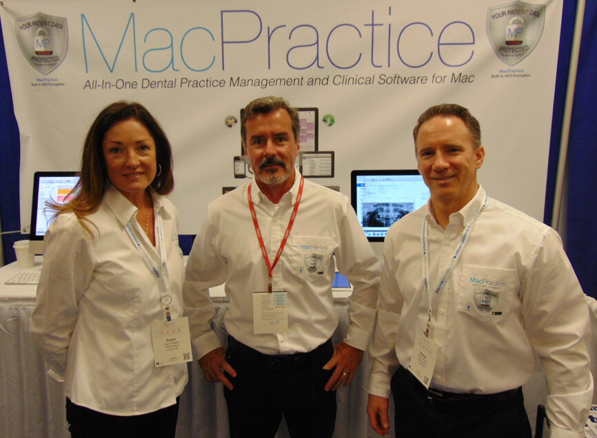 From left: Robin Watkins, Brad Watkins and Shawn Whelan of MacPractice. (Photo by Fred Michmershuizen/Dental Tribune America)