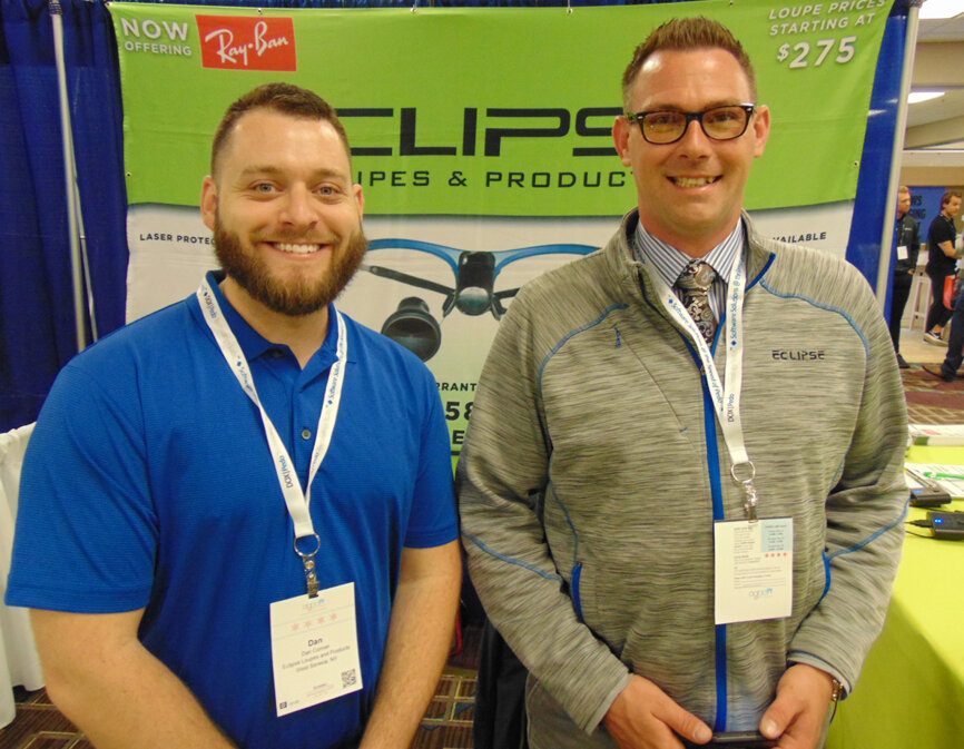 Dan Connor, left, and Chris Seiss of Eclipse Loupes and Products. (Photo by Fred Michmershuizen/Dental Tribune America)