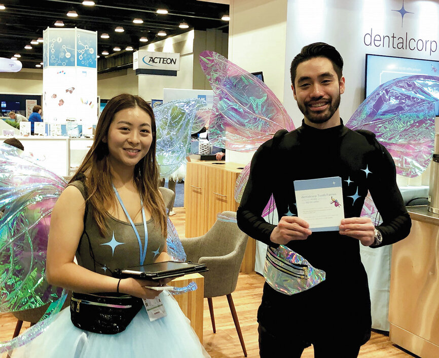 The dentalcorp tooth fairies invite attendees to enter the 50/50 raffle benefiting BC Cancer fundraising efforts.