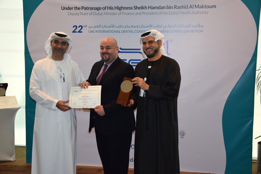 As for the AEEDC Dubai Best Booth Activities Award, Colgate-Palmolive were chosen to be honoured with an award through visitor votes. (Photograph: Monique Mehler, DTI)   