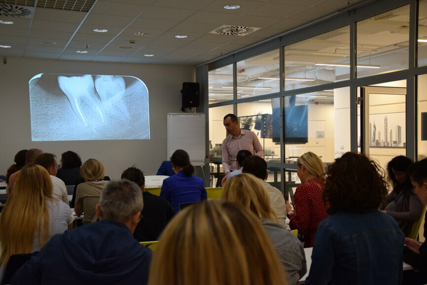 Dr Marian Fanica during his hands-on course on post-endodontic treatment of teeth with large areas of destruction.
