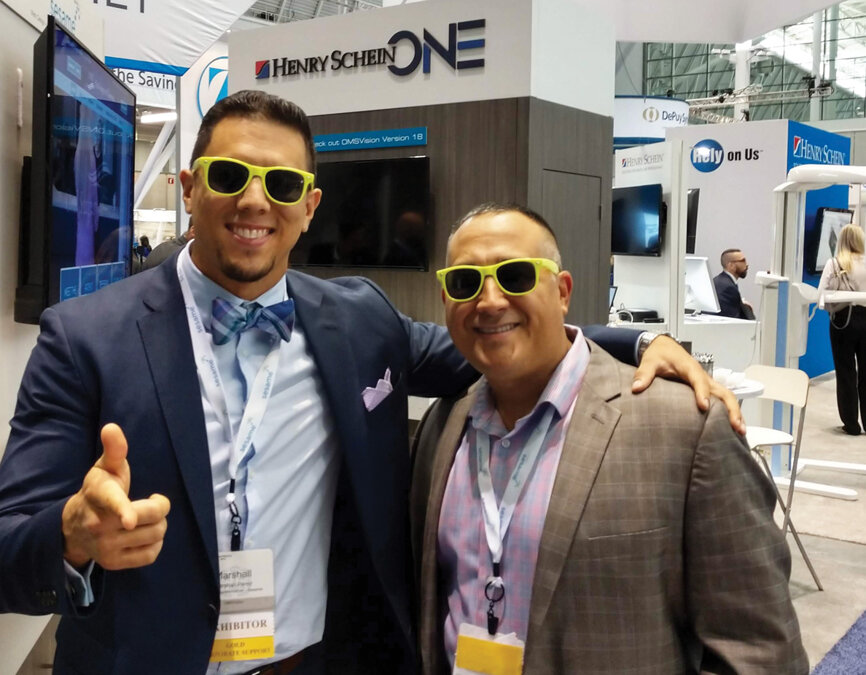 Marshall Perez, left, and Brian Garza of OMSVision show off their cool shades.