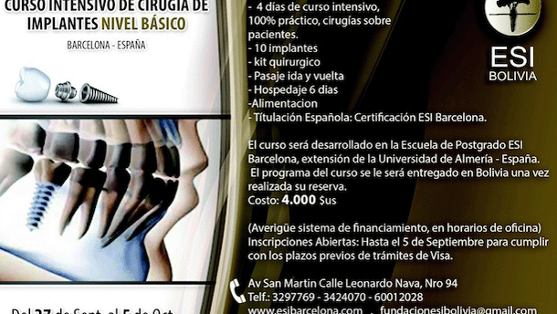 Cursos de implantes y rehabilitación de ESI Barcelona en Bolivia