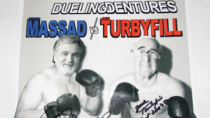 Dueling dentures match at ringside with Joe Massad and Jack Turbyfill