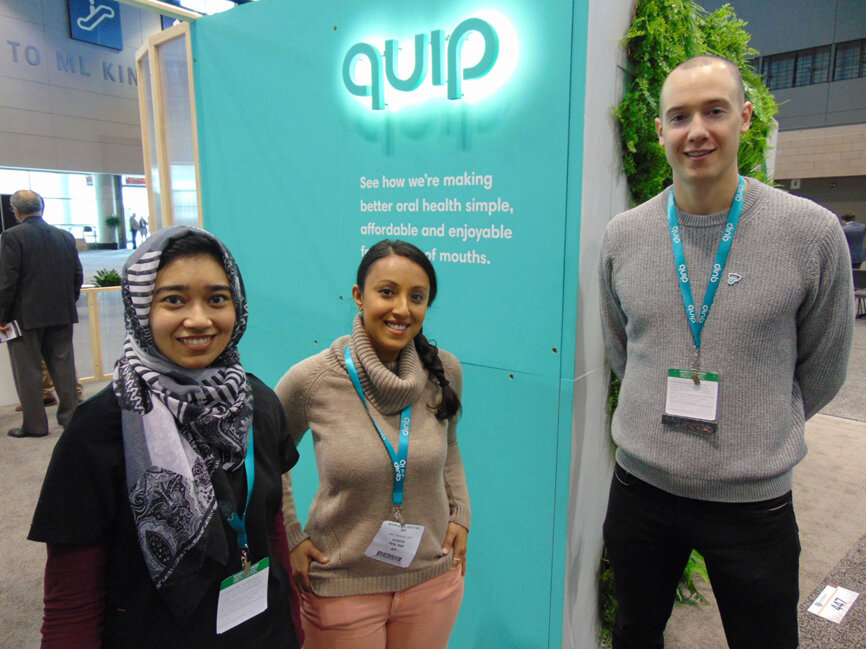 From left: Shaista Hasan, Payal Shah and Scott Pepper of quip. (Photo: Fred Michmershuizen/Dental Tribune America)