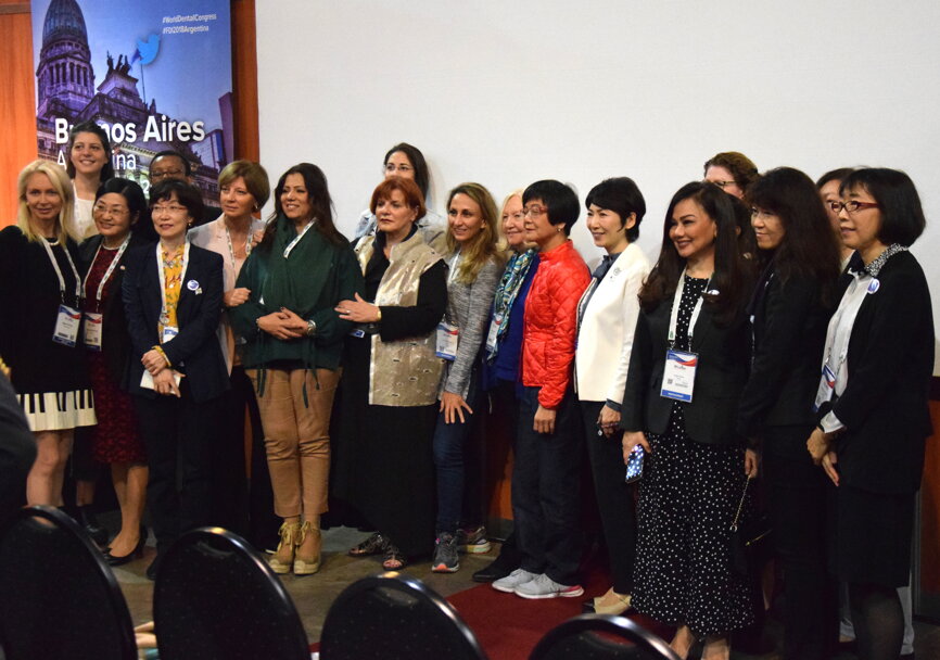 Women Dentists Worldwide Forum attendees got together for a group photo with FDI President Dr. Kathryn Kell. (Photograph: Monique Mehler, Dental Tribune International)