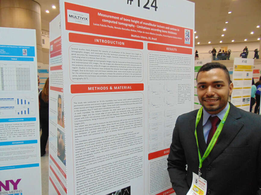 Dental student Lucas Paulo of Vila Velha, Brazil, with his poster presentation. (Photo: Fred Michmershuizen/DTA)
