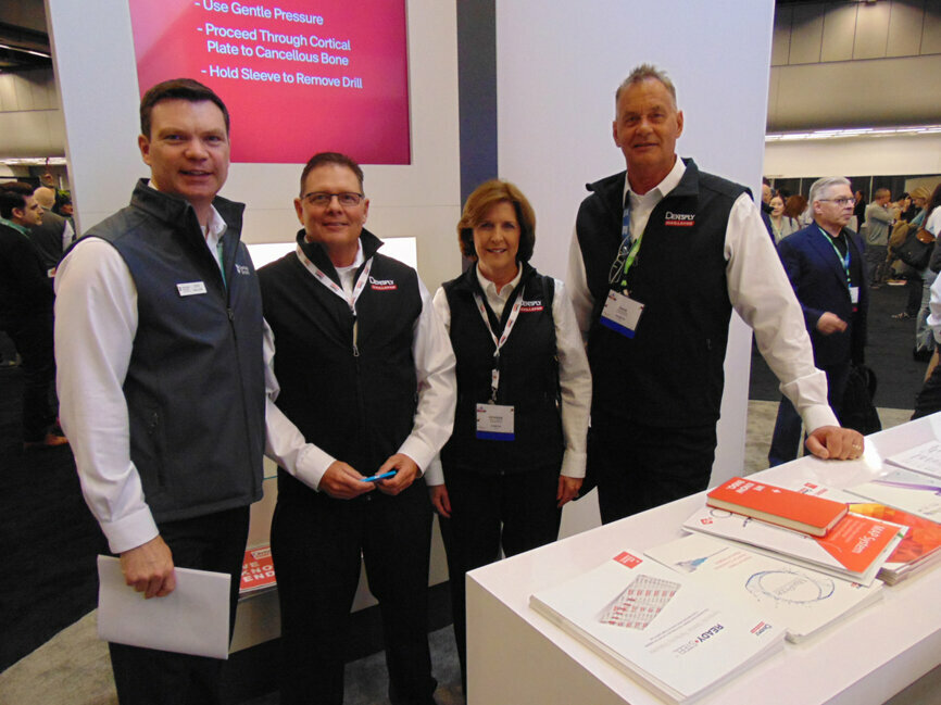 From left: Stew Walline, John Wood, Deirdre Leibrandt and Dave Sherman of Dentsply Sirona. (Photo: Fred Michmershuizen/Dental Tribune America)
