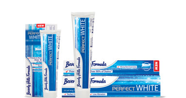 Perfect White leads the way for high stain  removal and low abrasion whitening toothpastes