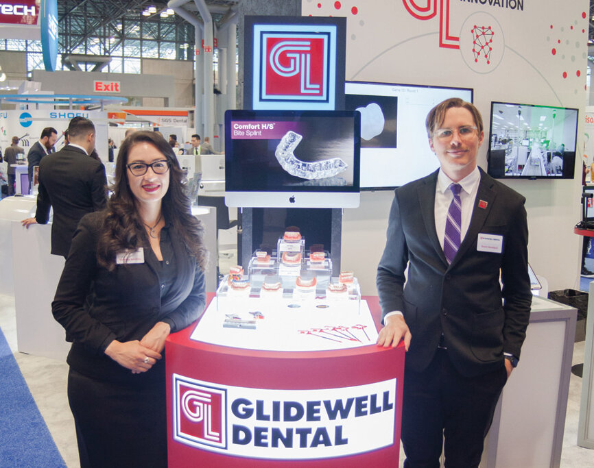 Venessa, left, and Grant of Glidewell Dental. (Photo: Jahmel Charles, Dental Tribune America)