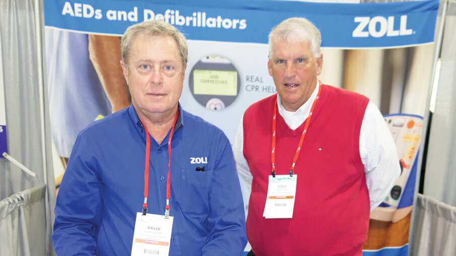 David Okeson, left, and Steve Lyons want to make sure all your AED and defibrillator needs are met at the ZOLL Medical Corporation booth.