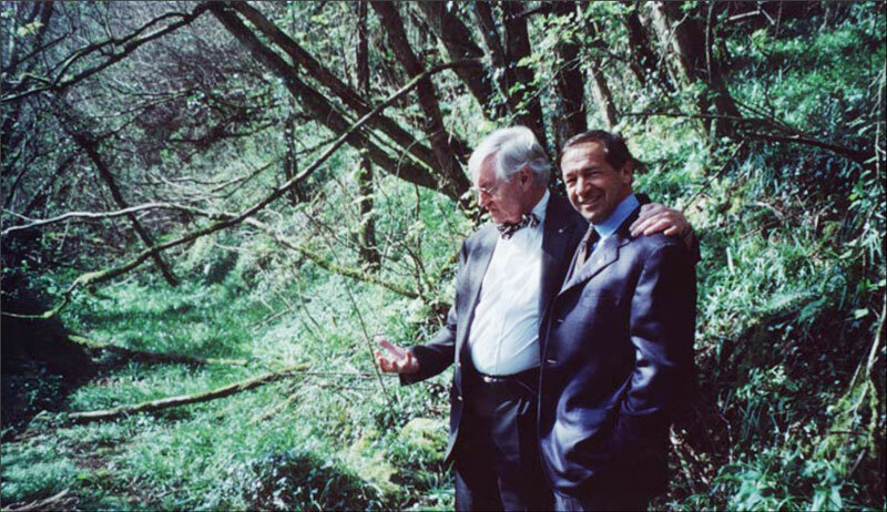 Professor Per Ingvar Brånemark and Dr. Patrick Palacci in front of the river, where titanium was discovered.