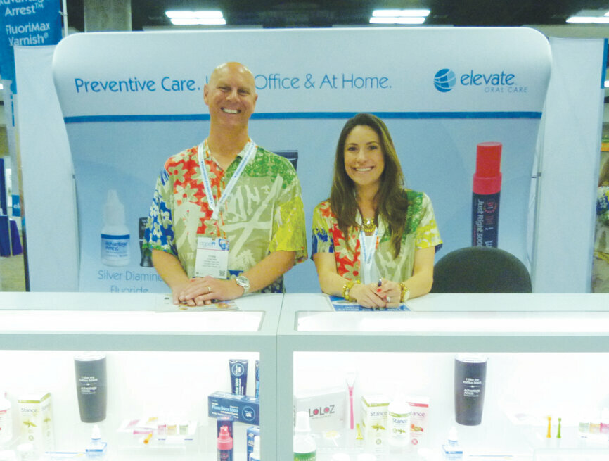 Stop by the Elevate booth, where Craig Miller and Hayley Buckner have products such as Silver Diamine Fluoride and Just Right 5000 on hand.