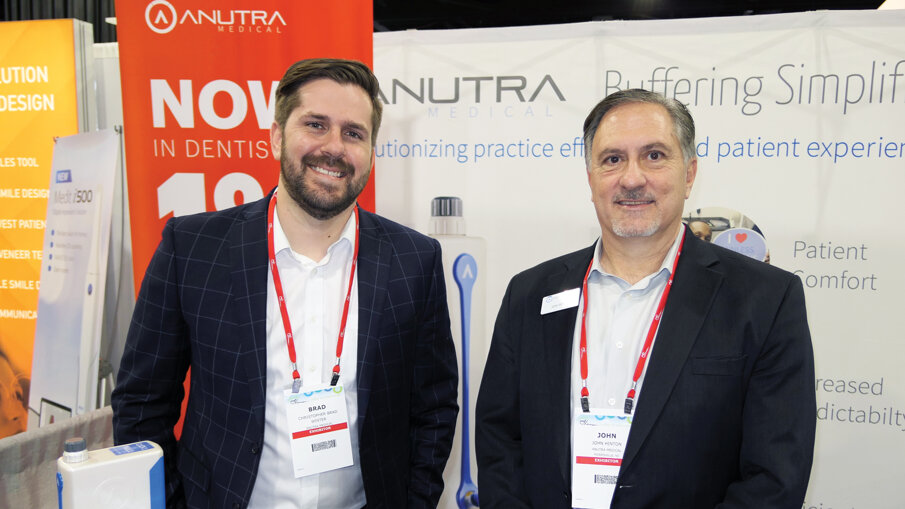 Brad Winter, left, and John Hinton have the solution for your buffering needs at the Anutra booth.