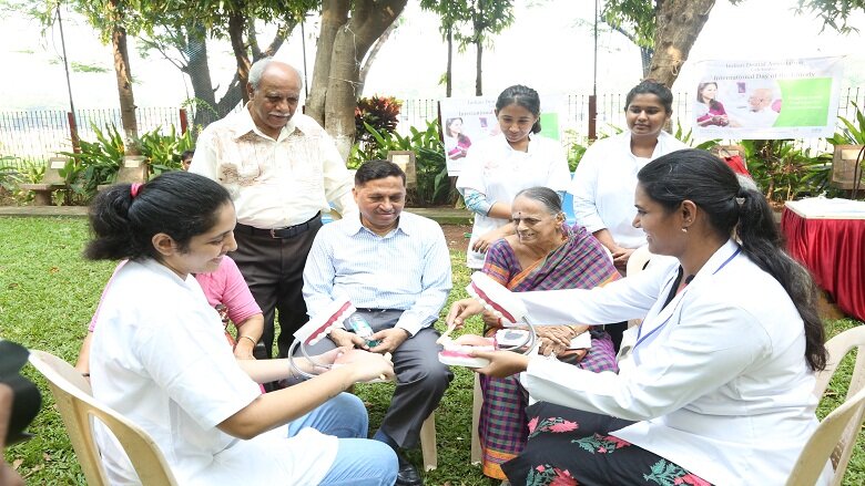 Elders at the International elders day event in Mumbai. Dr.Ashok Dhoble (seated centre) witnessing the event. Picture courtesy IDA.