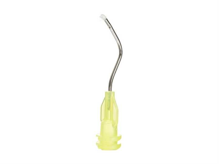 Fig 2. Metal Dento-InfusorTM tip allows delivery of pressure and a brush for scrubbing. 