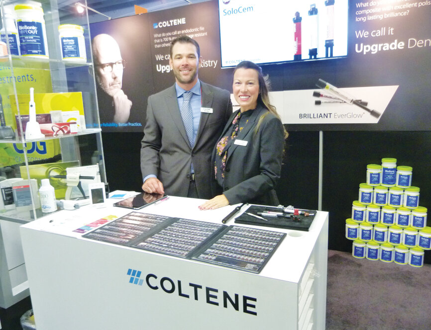 Ben Olson and Danielle Teague at the Coltene booth. (Photo: Sierra Rendon, DTA)