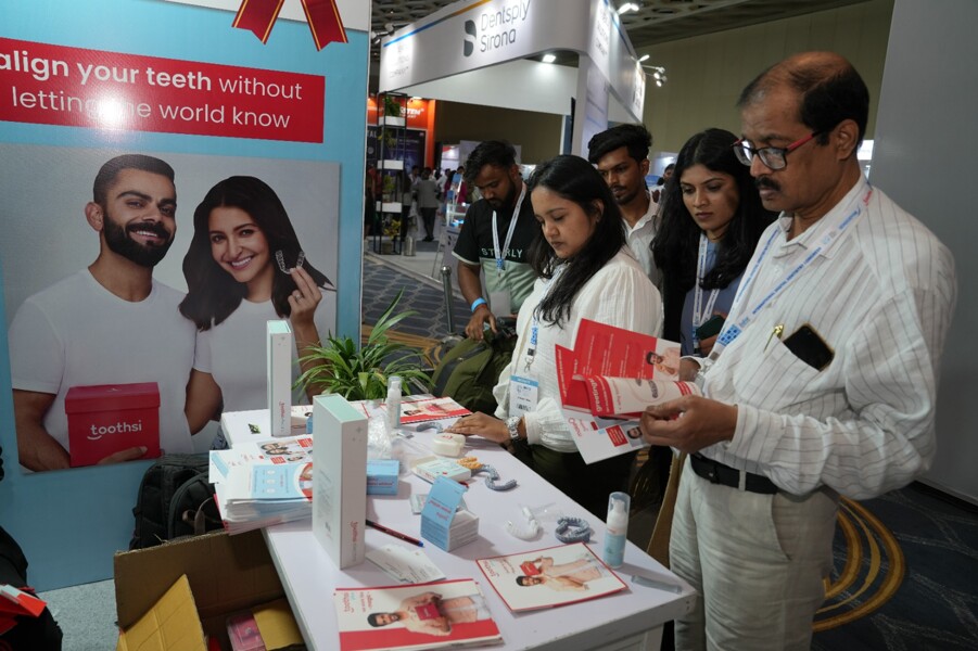 Stalls showcasing digital dentistry products and servces