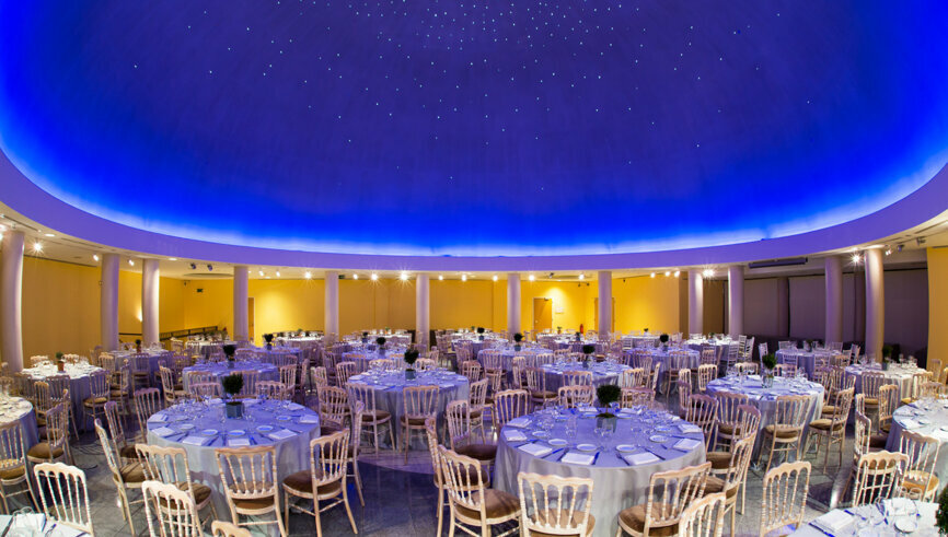 The second-floor peristyle can host corporate or social events as part of conferences being held at the Eugenides Foundation complex.